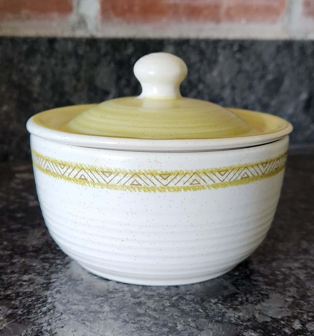 Vintage Franciscan Earthenware Hacienda Green Sugar Bowl With Lid